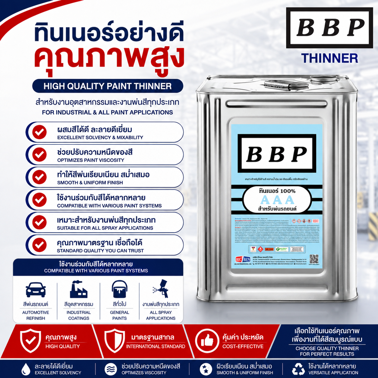 ทินเนอร์ 3A BBP ขนาดบรรจุ 9 กก.