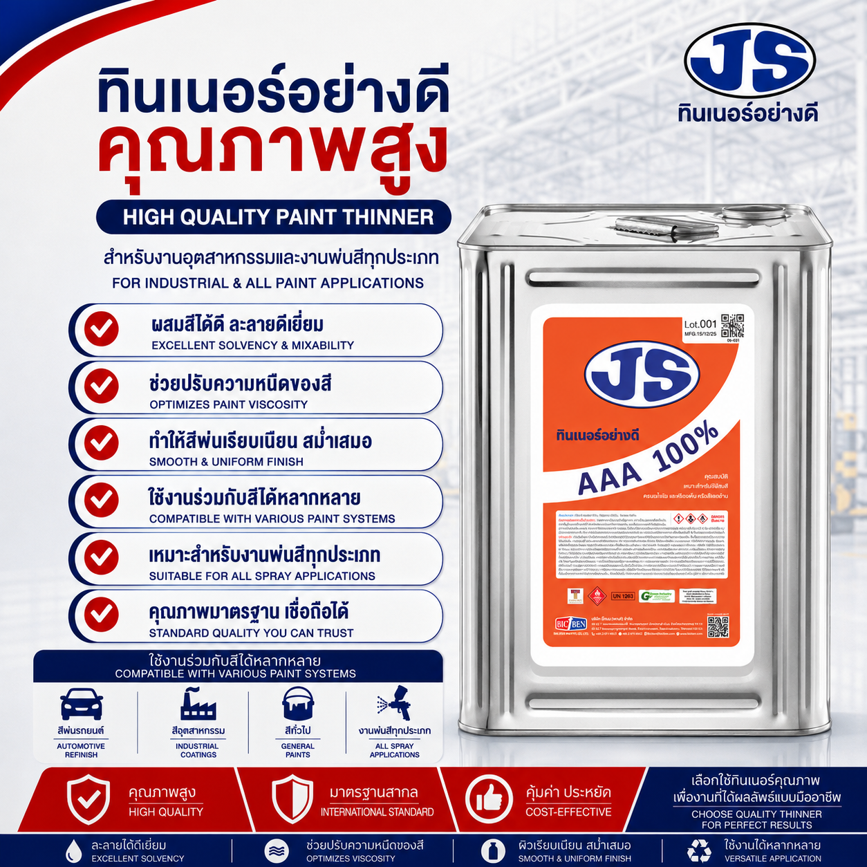 ทินเนอร์ 3A JS ขนาดบรรจุ 8 กก.