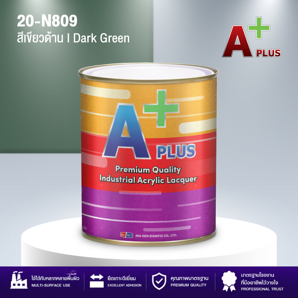 สีพ่นอุตสาหกรรมแห้งเร็ว สีเขียวด้าน A PLUS #809