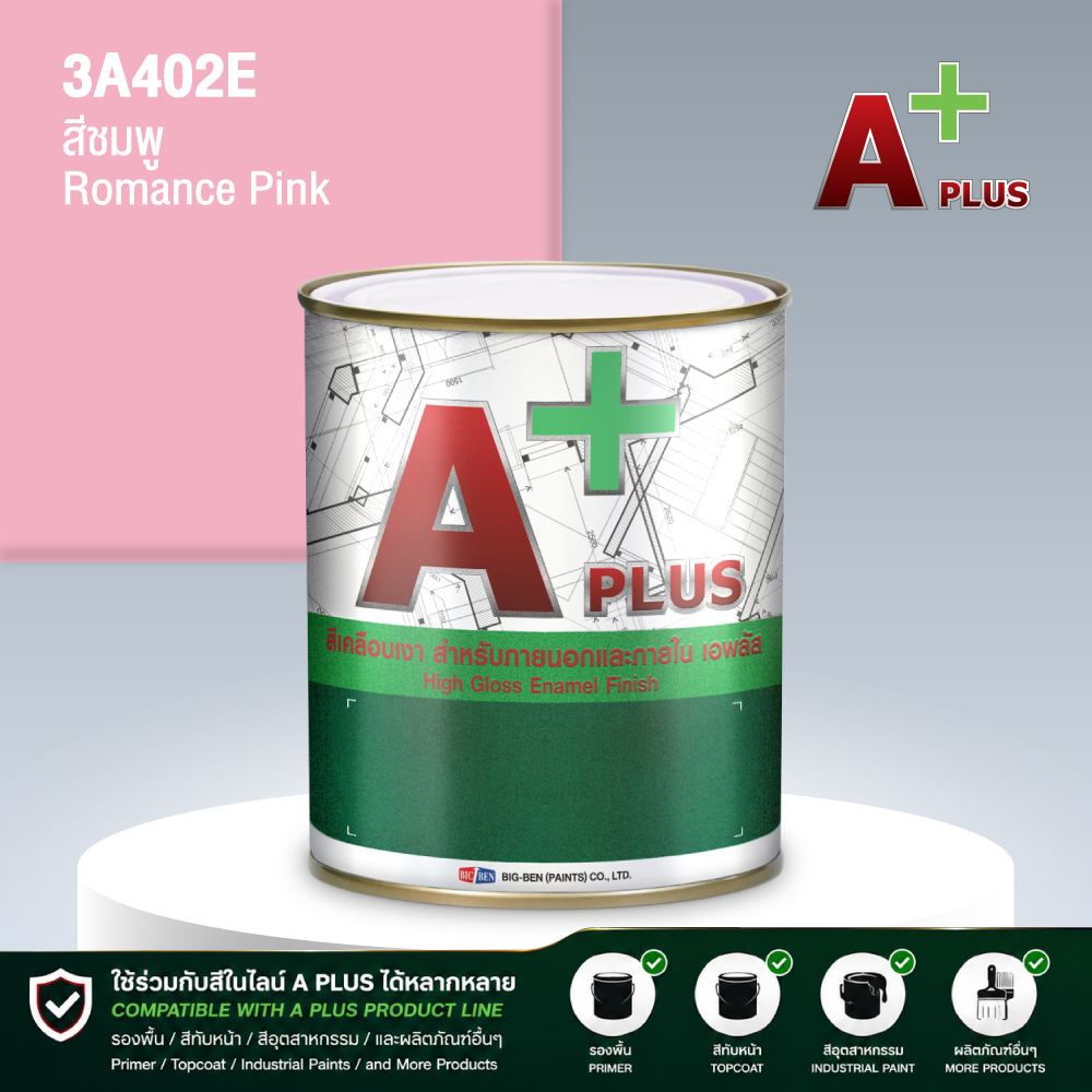 สีน้ำมันแห้งช้า A PLUS สีชมพู ROMANCE PINK