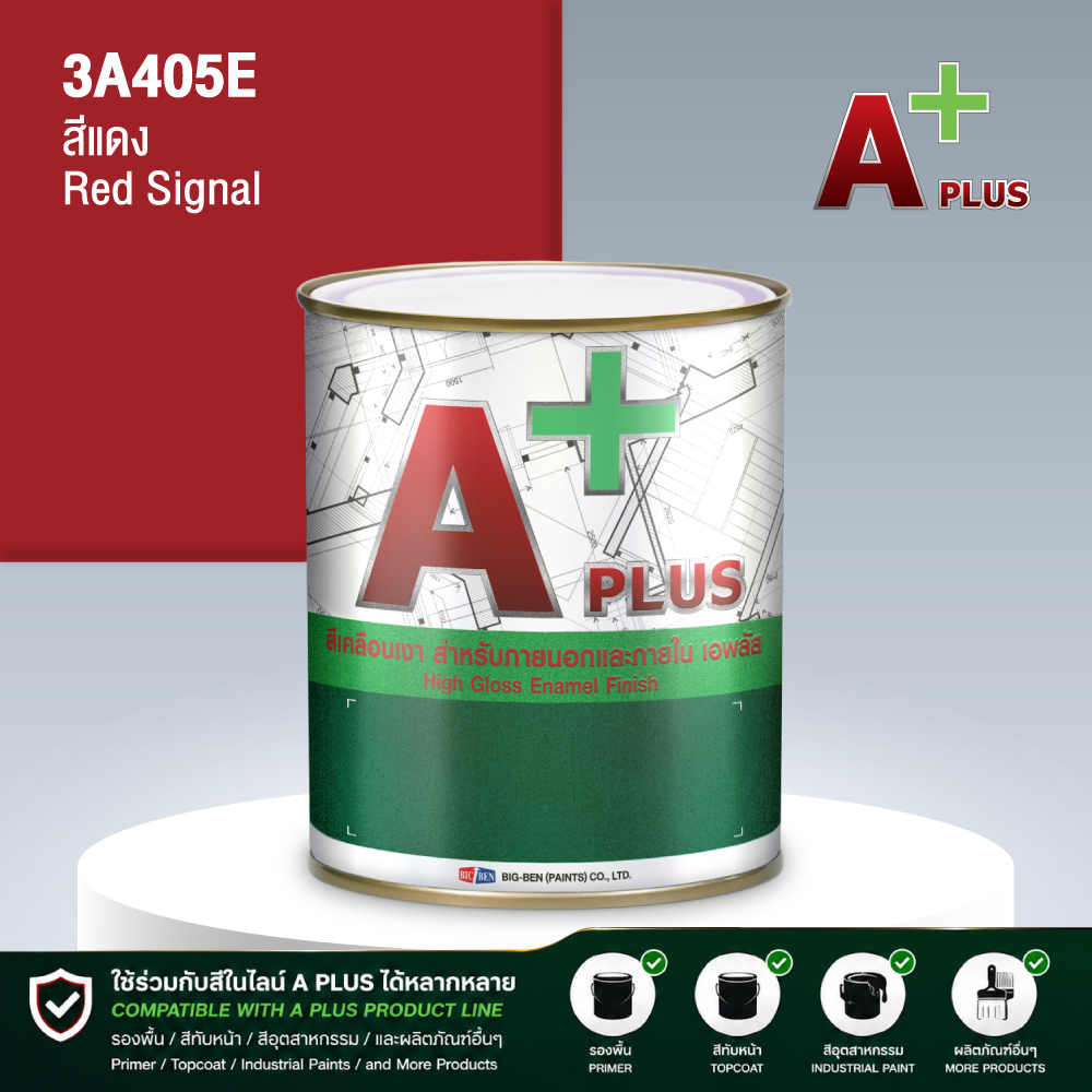 สีน้ำมันแห้งช้า A PLUS สีแดง RED SIGNAL