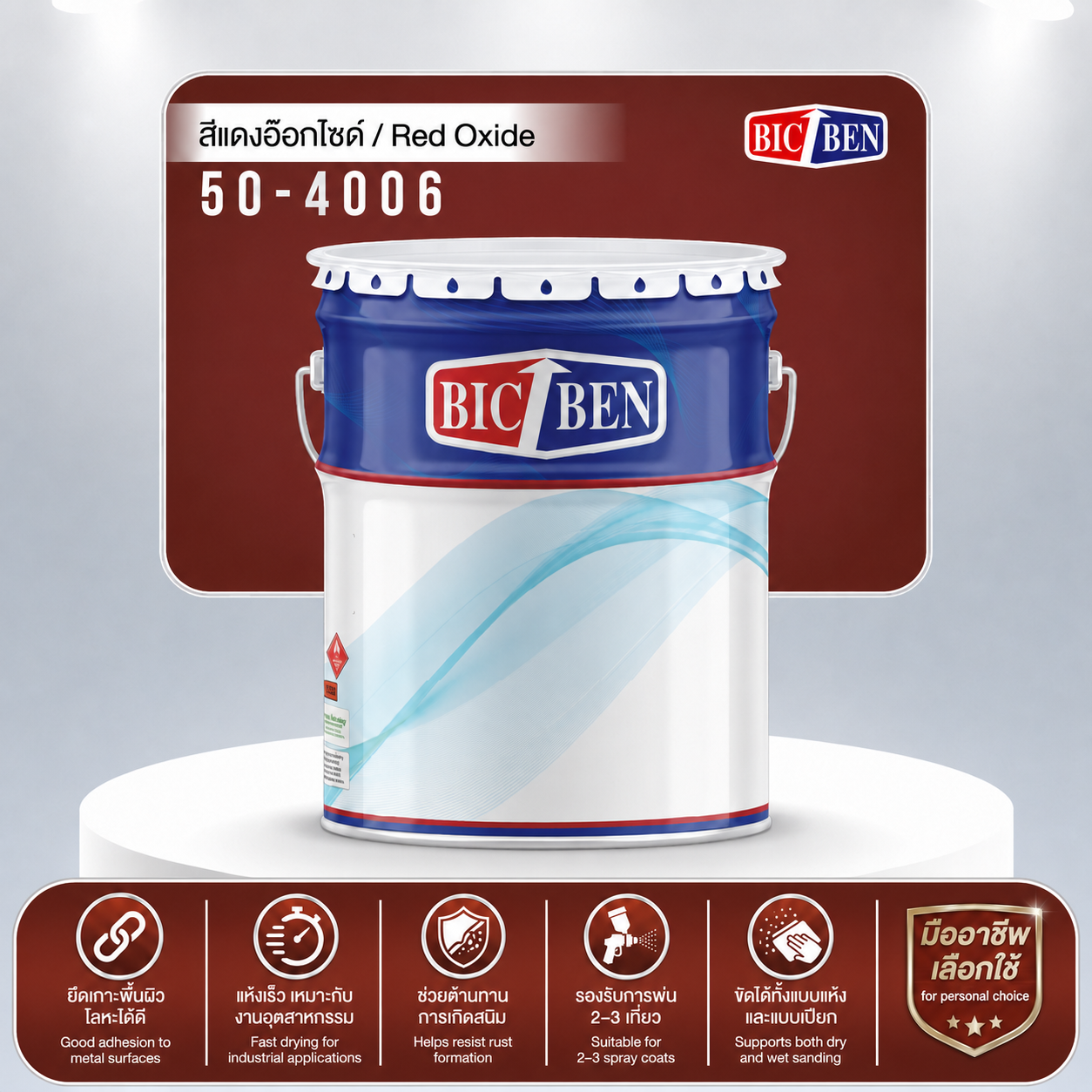 สีรองพื้นแห้งช้า สีแดง BIC-BEN